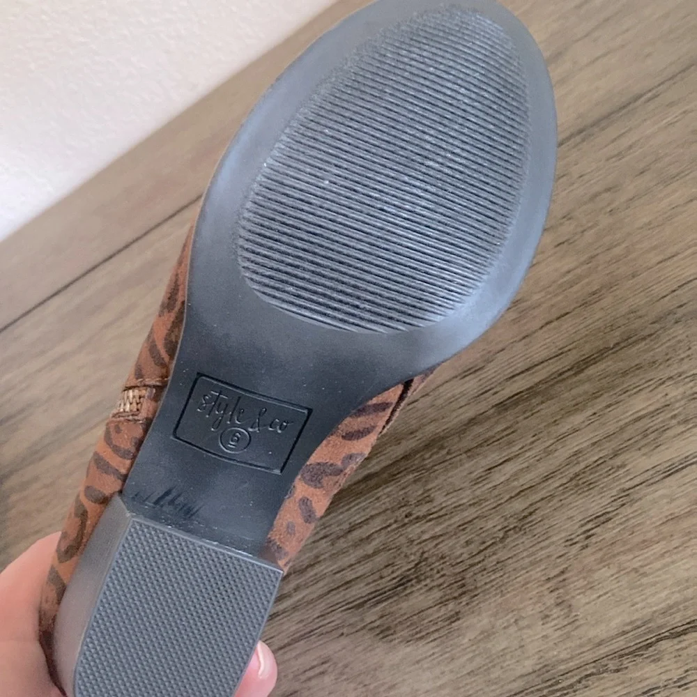 NIB [Style & Co.] Masrinaa Brown Leopard Ankle Block Heel Booties Women’s Sz 6 - Picture 12 of 14